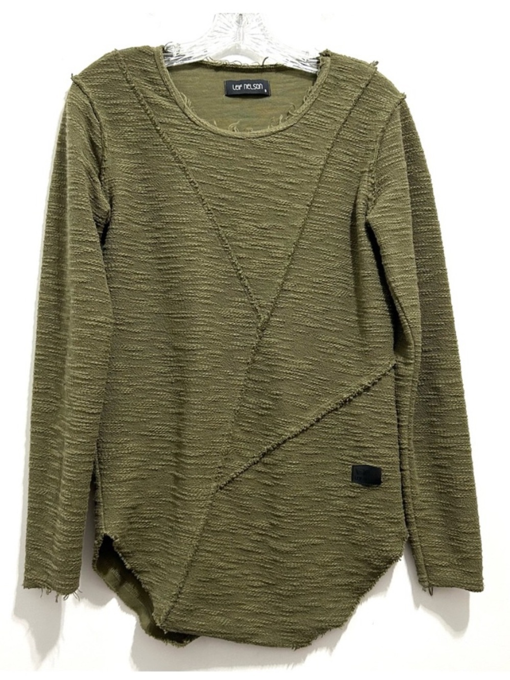 Leif Nelson Women’s Olive Green Textured Long Sleeve Sweater